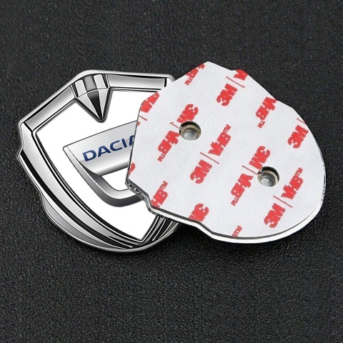 Dacia Metal Domed Emblem Silver White Base Classic Logo Variant