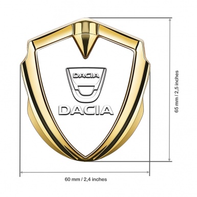 Dacia Emblem Fender Badge Gold Pearl Base White Logo Edition