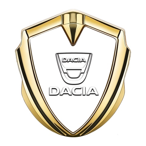 Dacia Emblem Fender Badge Gold Pearl Base White Logo Edition