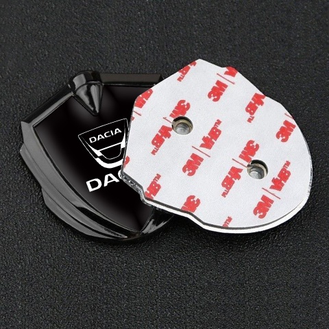 Dacia Metal Emblem Self Adhesive Graphite Black Base White Logo Edition