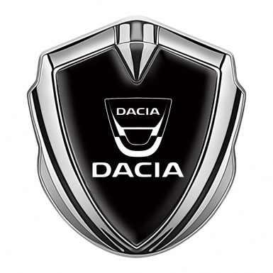 Dacia Metal Emblem Self Adhesive Silver Black Base White Logo Edition