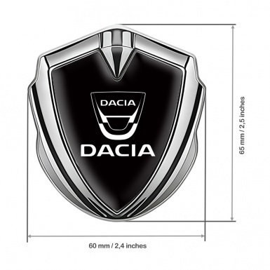 Dacia Metal Emblem Self Adhesive Silver Black Base White Logo Edition