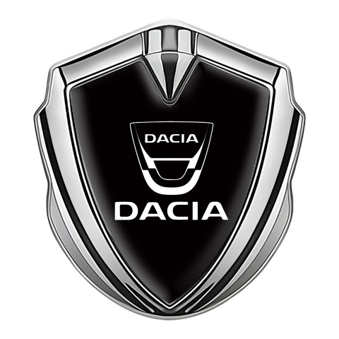Dacia Metal Emblem Self Adhesive Silver Black Base White Logo Edition