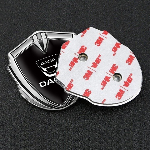 Dacia Metal Emblem Self Adhesive Silver Black Base White Logo Edition