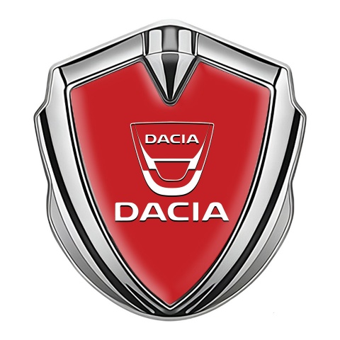 Dacia Fender Emblem Badge Silver Crimson Base White Logo Edition