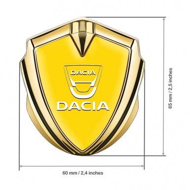 Dacia Emblem Trunk Badge Gold Yellow Base White Classic Logo