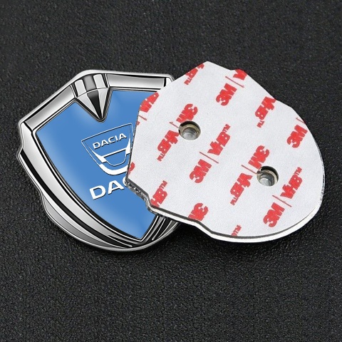 Dacia Emblem Self Adhesive Silver Glacial Blue White Classic Logo