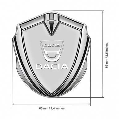 Dacia Emblem Self Adhesive Silver Moon Dust White Classic Logo