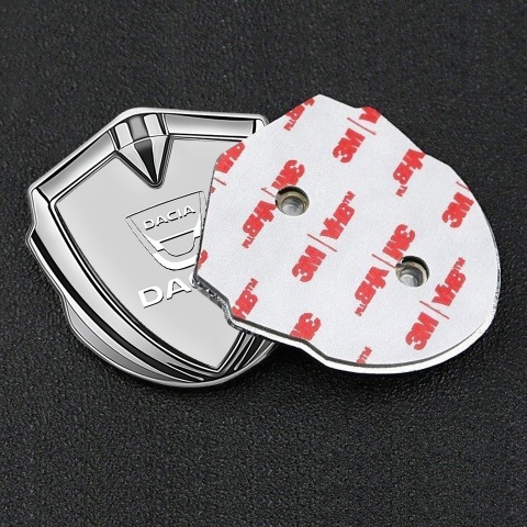 Dacia Emblem Self Adhesive Silver Moon Dust White Classic Logo