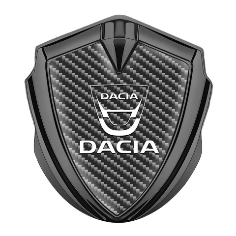 Dacia Domed Emblem Badge Graphite Dark Carbon White Classic Logo
