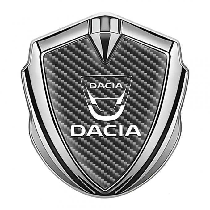 Dacia Domed Emblem Badge Silver Dark Carbon White Classic Logo