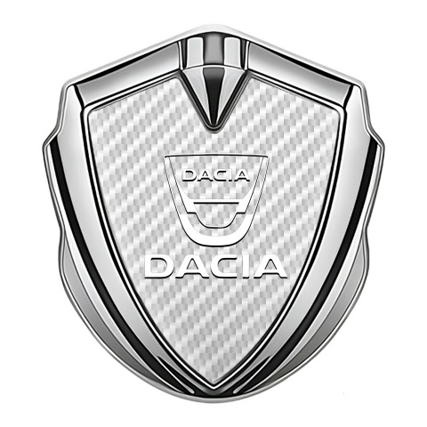 Dacia Emblem Ornament Badge Silver White Carbon Classic Logo Design