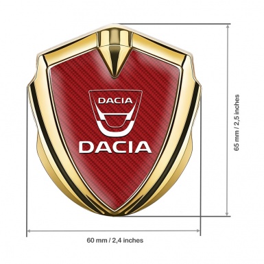 Dacia Bodyside Domed Emblem Gold Red Carbon Classic White Logo