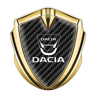 Dacia Emblem Metal Badge Gold Black Carbon Classic White Logo