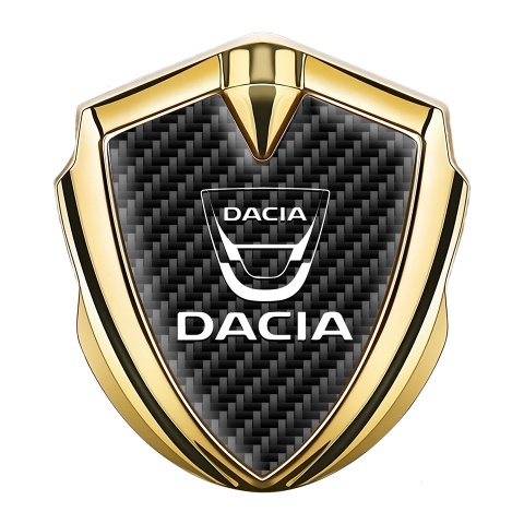 Dacia Emblem Metal Badge Gold Black Carbon Classic White Logo