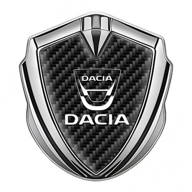Dacia Emblem Metal Badge Silver Black Carbon Classic White Logo