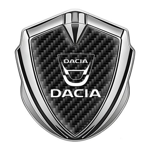 Dacia Emblem Metal Badge Silver Black Carbon Classic White Logo