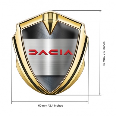 Dacia 3d Emblem Badge Gold Polished Panel Crimson Logo Design
