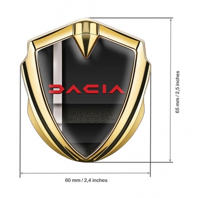 Dacia Bodyside Emblem Self Adhesive Gold White Stripe Crimson Logo