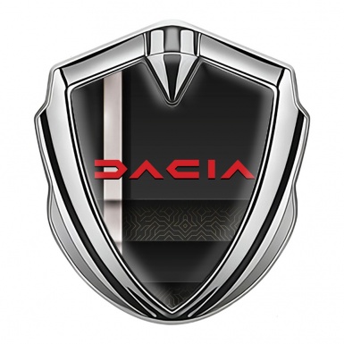 Dacia Bodyside Emblem Self Adhesive Silver White Stripe Crimson Logo