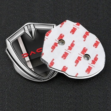 Dacia Bodyside Emblem Self Adhesive Silver White Stripe Crimson Logo