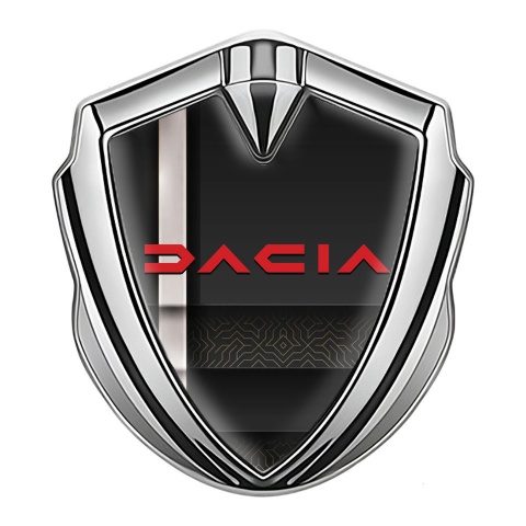 Dacia Bodyside Emblem Self Adhesive Silver White Stripe Crimson Logo
