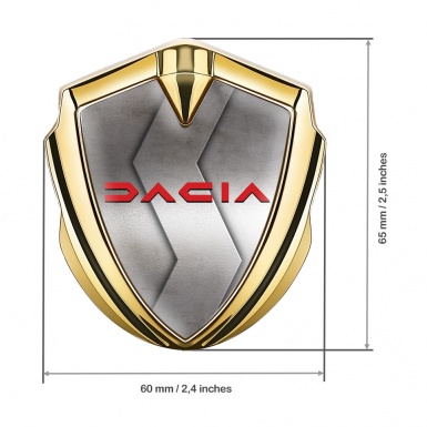 Dacia Metal Domed Emblem Gold Cut Steel Crimson Logo Edition