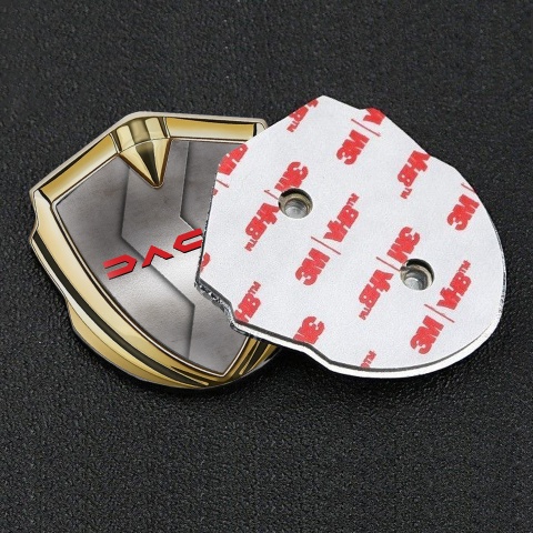 Dacia Metal Domed Emblem Gold Cut Steel Crimson Logo Edition