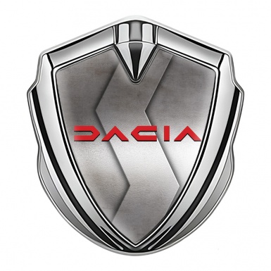 Dacia Metal Domed Emblem Silver Cut Steel Crimson Logo Edition