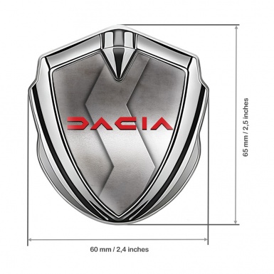 Dacia Metal Domed Emblem Silver Cut Steel Crimson Logo Edition