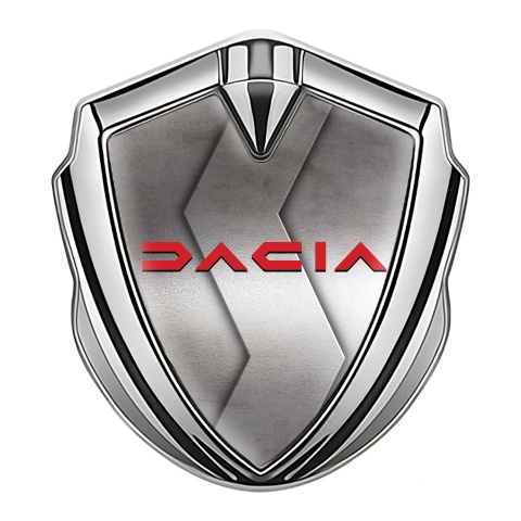 Dacia Metal Domed Emblem Silver Cut Steel Crimson Logo Edition