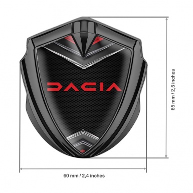 Dacia Badge Self Adhesive Graphite Dark Fishnet Crimson Logo Design