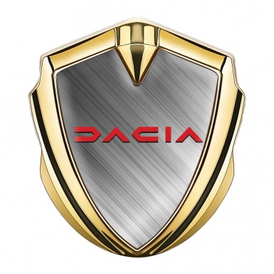 Dacia Emblem Fender Badge Gold Brushed Steel Crimson Logo Edition