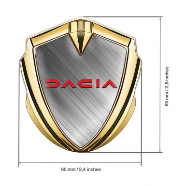 Dacia Emblem Fender Badge Gold Brushed Steel Crimson Logo Edition
