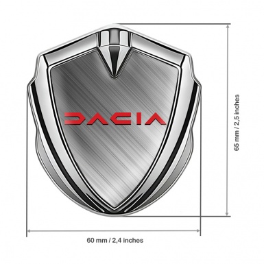 Dacia Emblem Fender Badge Silver Brushed Steel Crimson Logo Edition