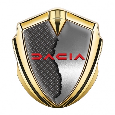 Dacia Metal Emblem Self Adhesive Gold Torn Steel Crimson Logo Edition