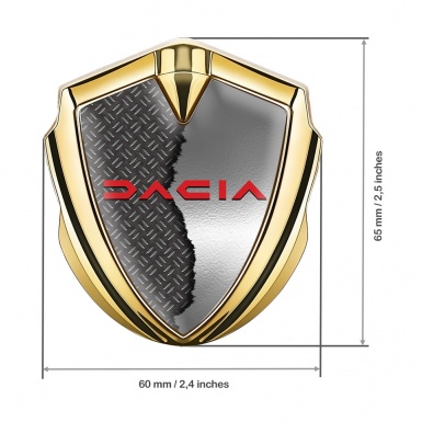Dacia Metal Emblem Self Adhesive Gold Torn Steel Crimson Logo Edition