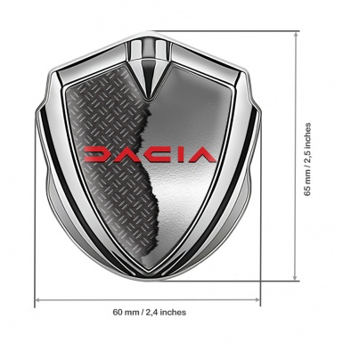 Dacia Metal Emblem Self Adhesive Silver Torn Steel Crimson Logo Edition
