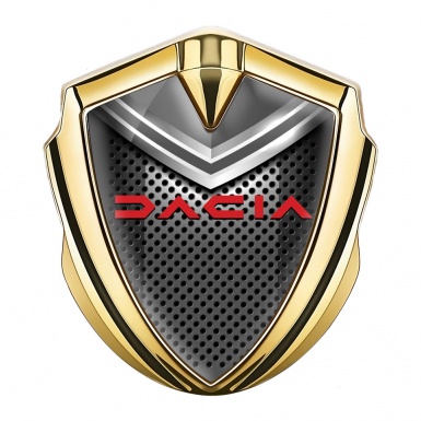Dacia Emblem Trunk Badge Gold Steel Grate Crimson Logo Design