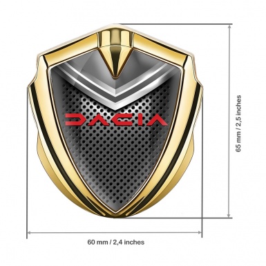 Dacia Emblem Trunk Badge Gold Steel Grate Crimson Logo Design