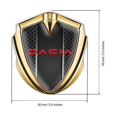 Dacia Emblem Self Adhesive Gold Black Squares Frame Crimson Logo