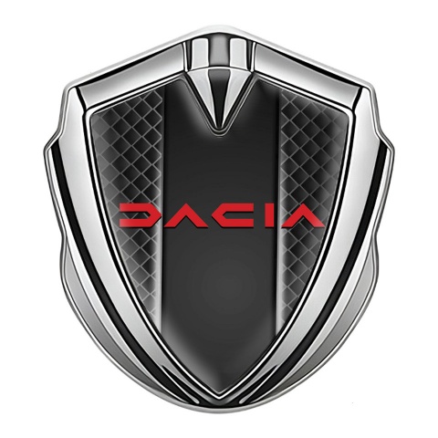 Dacia Emblem Self Adhesive Silver Black Squares Frame Crimson Logo