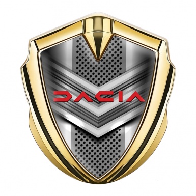 Dacia Metal Emblem Badge Gold Modern Design Elements Crimson Logo