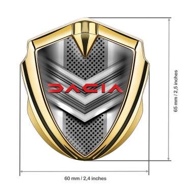 Dacia Metal Emblem Badge Gold Modern Design Elements Crimson Logo