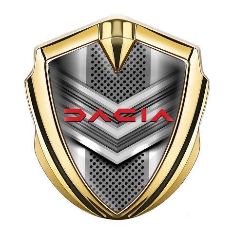 Dacia Metal Emblem Badge Gold Modern Design Elements Crimson Logo