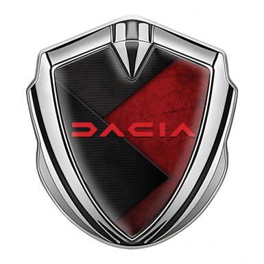 Dacia Emblem Ornament Silver Grazed Surface Crimson Logo Design
