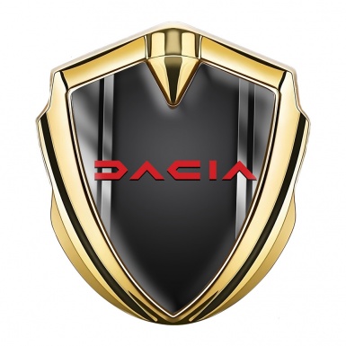 Dacia Silicon Emblem Badge Gold Metallic Frame Crimson Logo Design