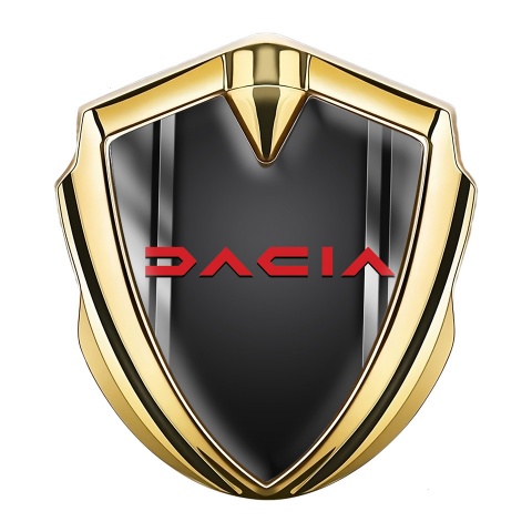 Dacia Silicon Emblem Badge Gold Metallic Frame Crimson Logo Design