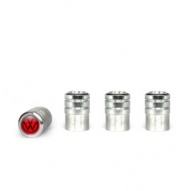 VW Valve Caps Aluminium 4 pcs Red Black Logo