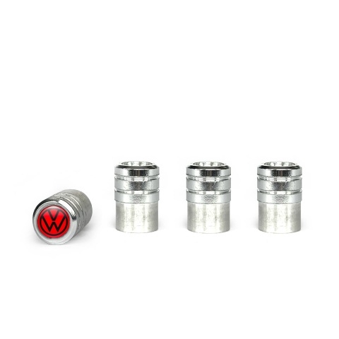 VW Valve Caps Aluminium 4 pcs Red Black Logo